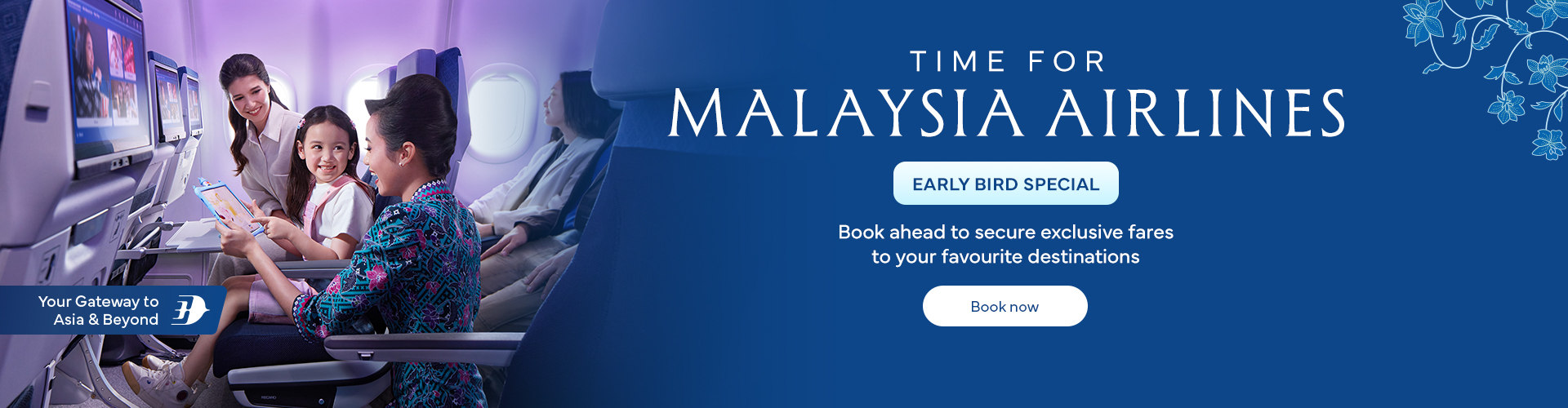 Malaysia Airlines Early Bird offer featuring onboard passengers