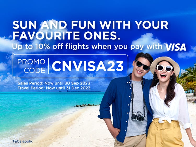 Enjoy up to 10% off flights when you pay with Visa.