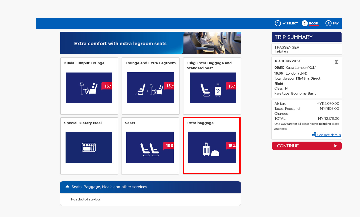 malaysia airlines extra baggage cost