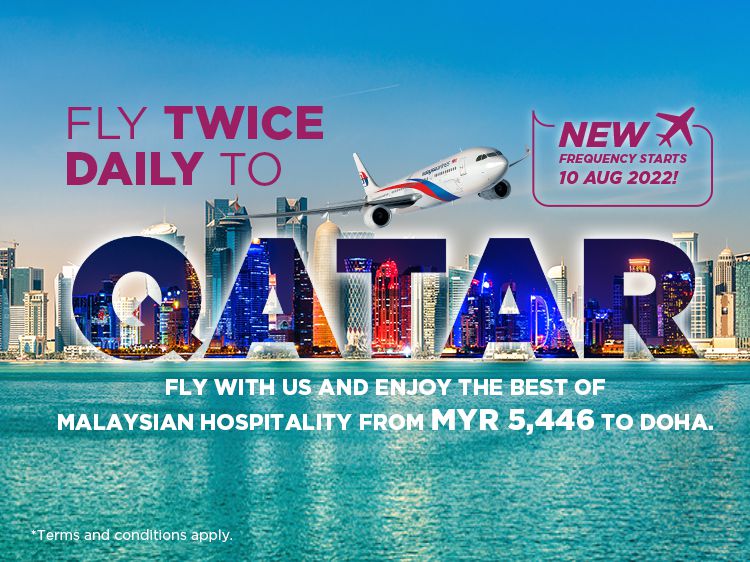 Flights from Kuala Lumpur to Doha available twice daily!